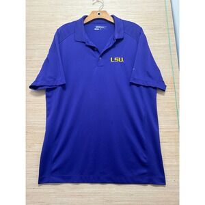 Nike Golf LSU Tigers Polo Shirt Mens Large Dri-Fit Purple Yellow Embroidered
